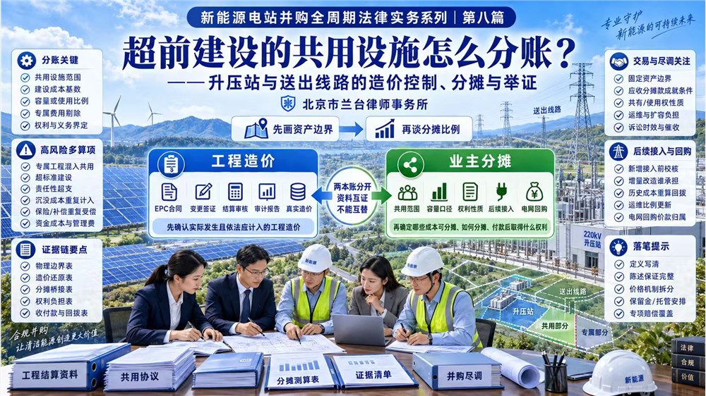 新能源电站并购全周期法律实务系列｜第二辑·建设与造价④ 超前建设的共用设施怎么分账——升压站与送出线路的造价控制、分摊与举证