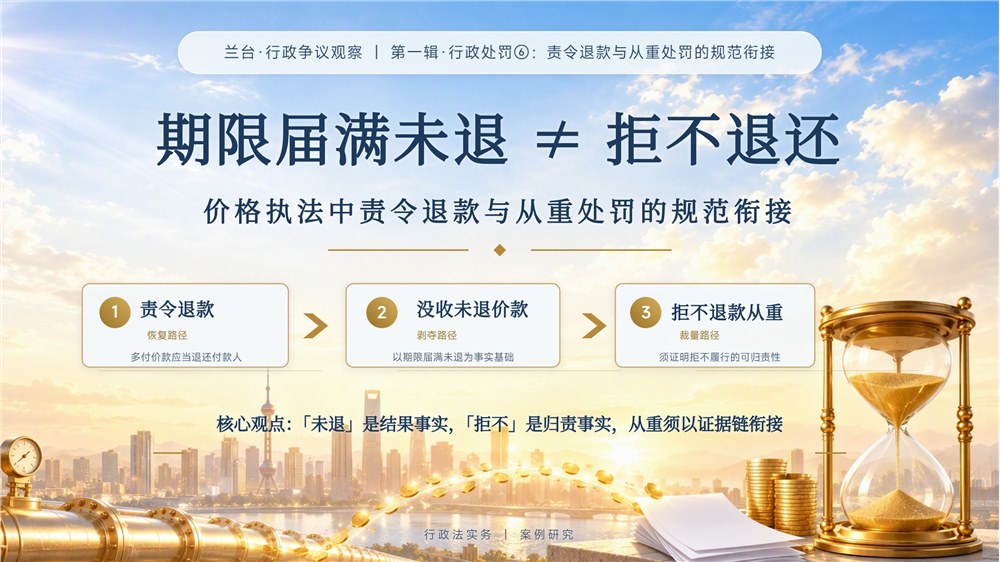 兰台 · 行政争议观察｜期限届满未退，不等于“拒不退还”——价格执法中责令退款与从重处罚的规范衔接