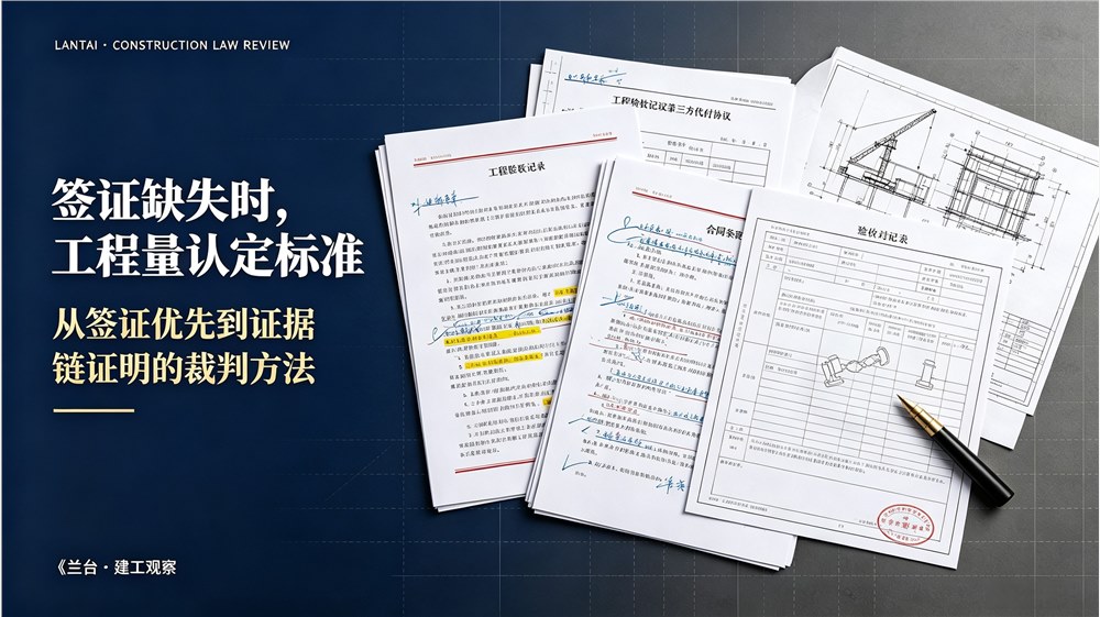 兰台 · 建工观察｜签证缺失时，工程量认定标准——从“签证优先”到“证据链证明”的裁判方法