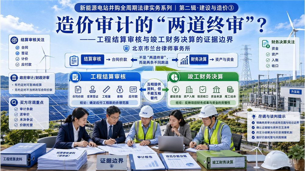 新能源电站并购全周期法律实务系列｜第二辑·建设与造价③造价审计的“两道终审”？——工程结算审核与竣工财务决算的证据效力