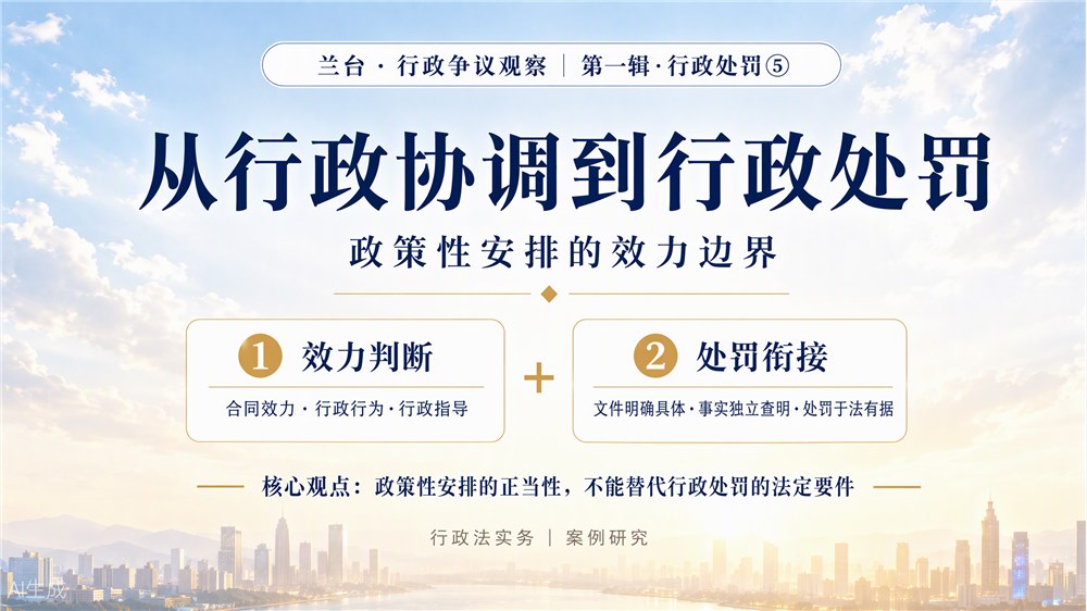 兰台 · 行政争议观察｜从行政协调到行政处罚：政策性安排的效力边界